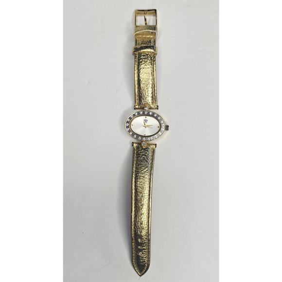 Vintage Retired Elizabeth Taylor White Diamonds Crystal Gold WristWATCH Gift - Picture 2 of 7